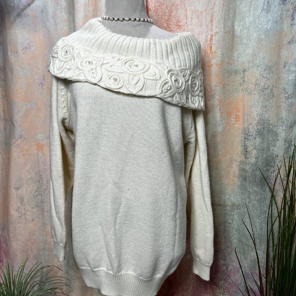 VTG📌Exclusive Style for Ladies European Wool Sweater w/Shawl Collar - Pearls - Picture 5 of 15